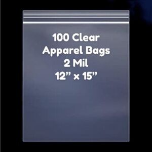 100 (12x15) Clear Apparel Bags Zip-Top Reusable 2 Mil Strong, Limited Supply!
